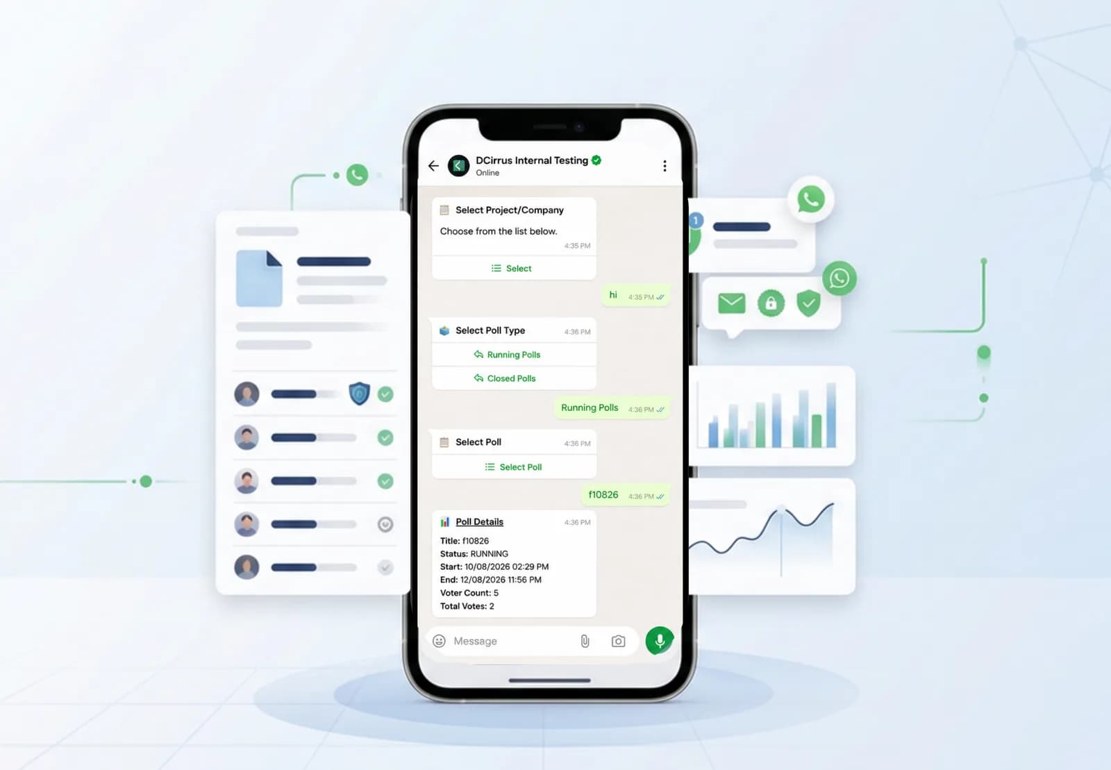 Member viewing voting agenda through a WhatsApp bot