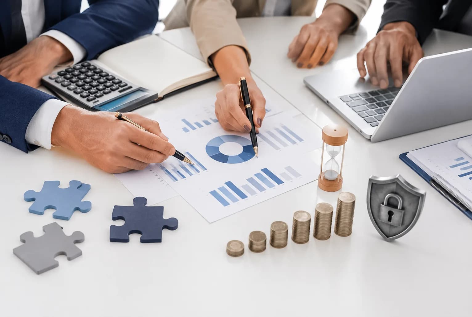 Institutional partners reviewing secure financing documents