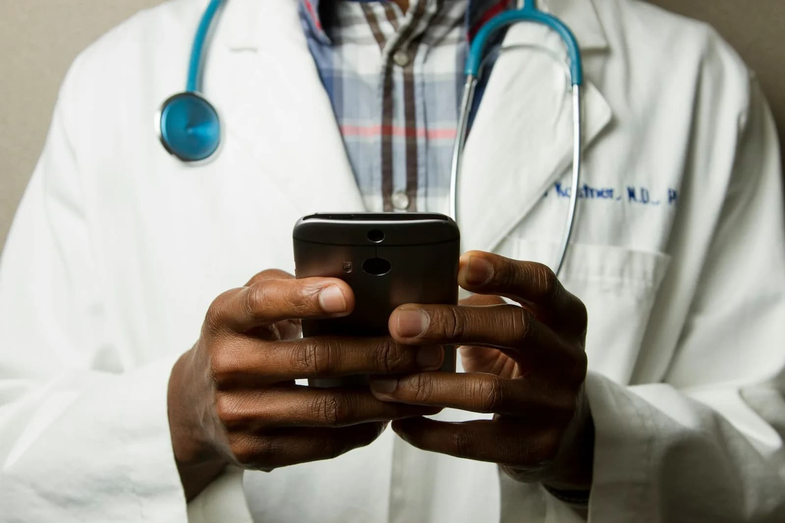 Healthcare dealmakers reviewing clinical trial and patent data digitally