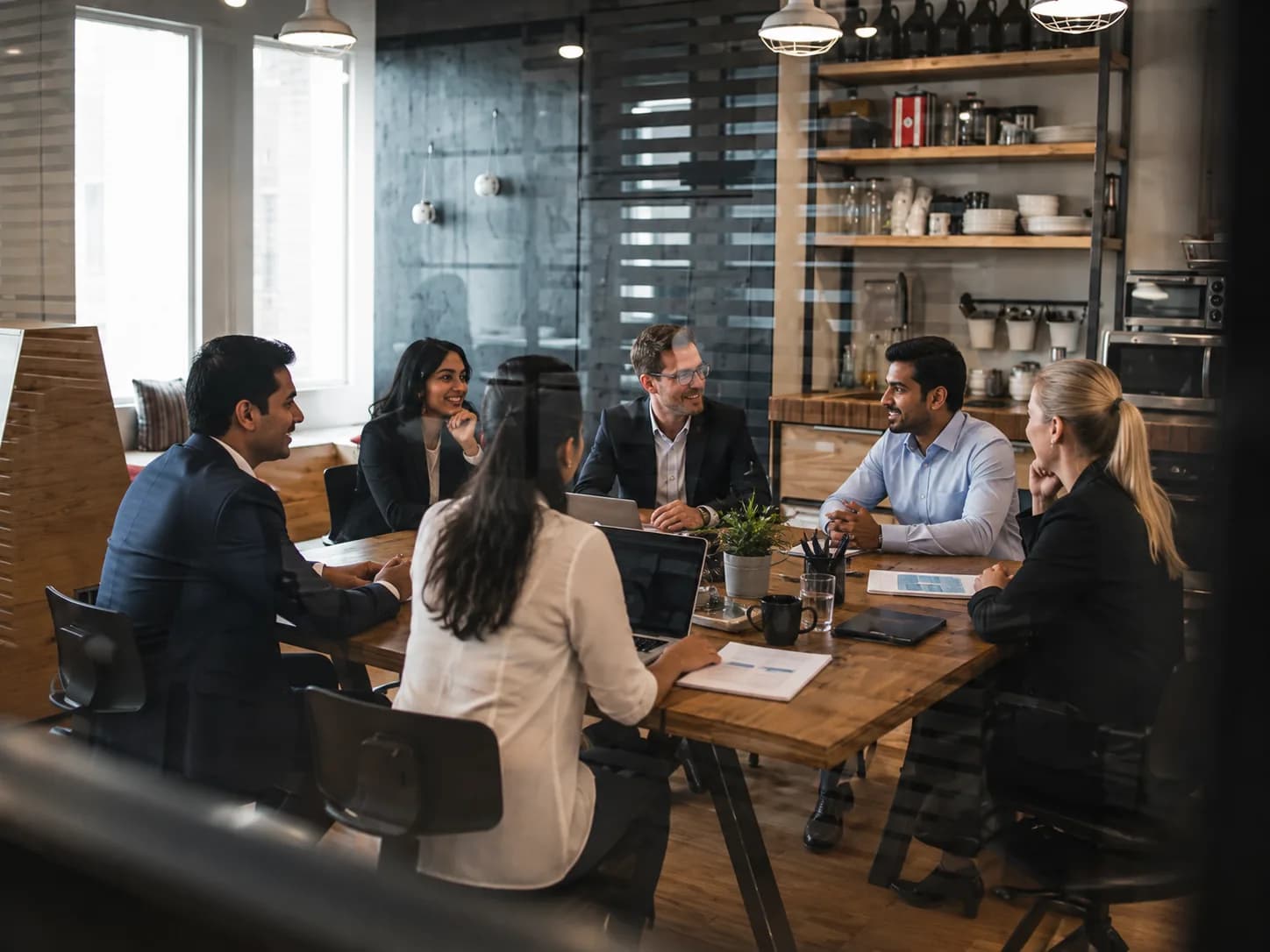 Executives securely exchanging corporate documents