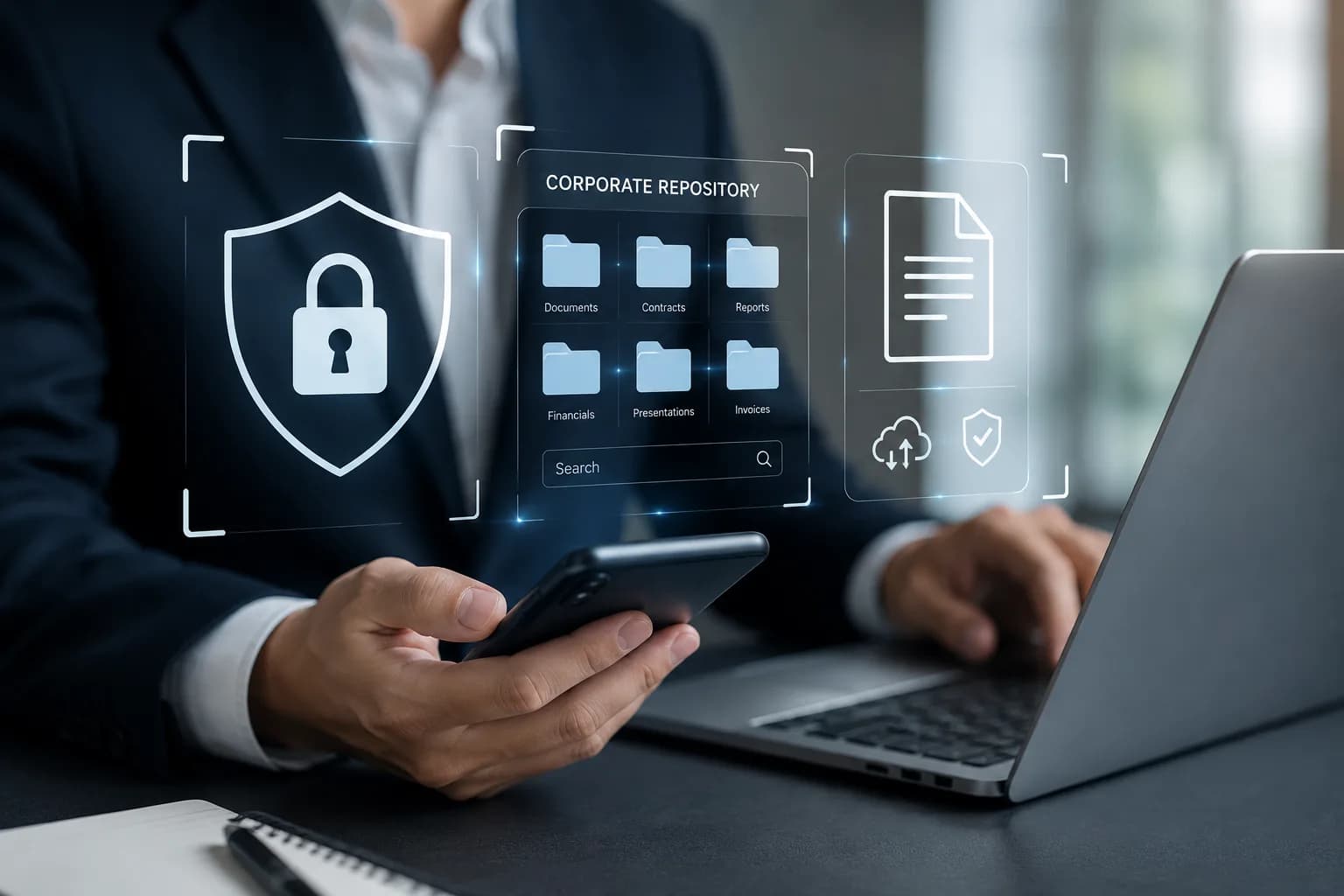 Secure corporate repository transaction type