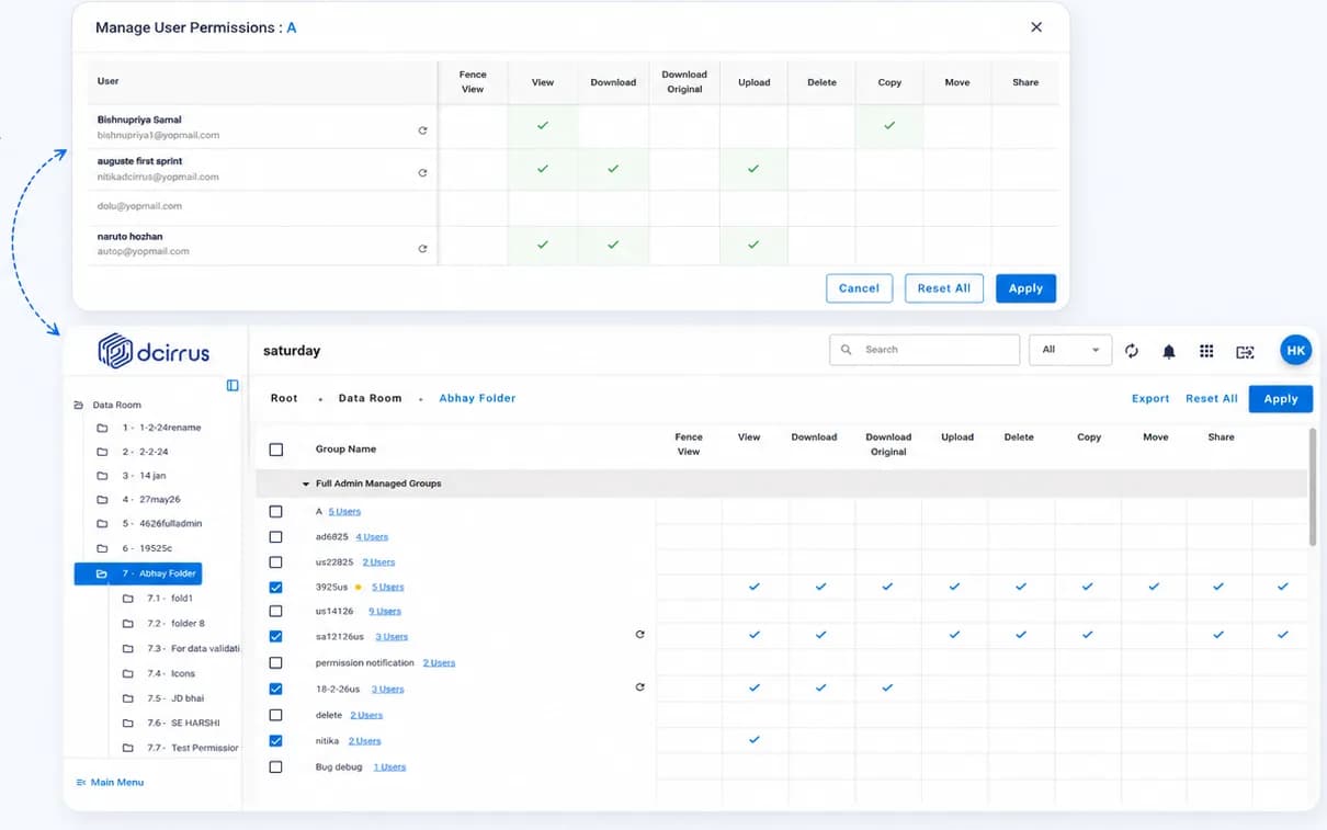 DCirrus VDR user and group permission management panel
