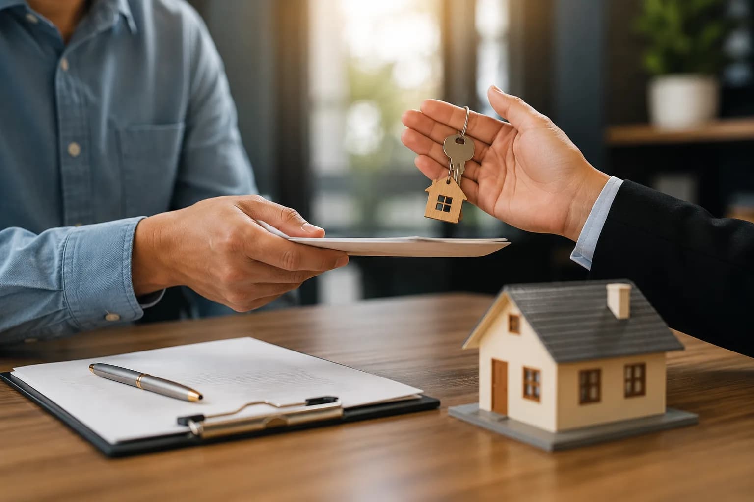 Real estate dealmakers reviewing a commercial property portfolio