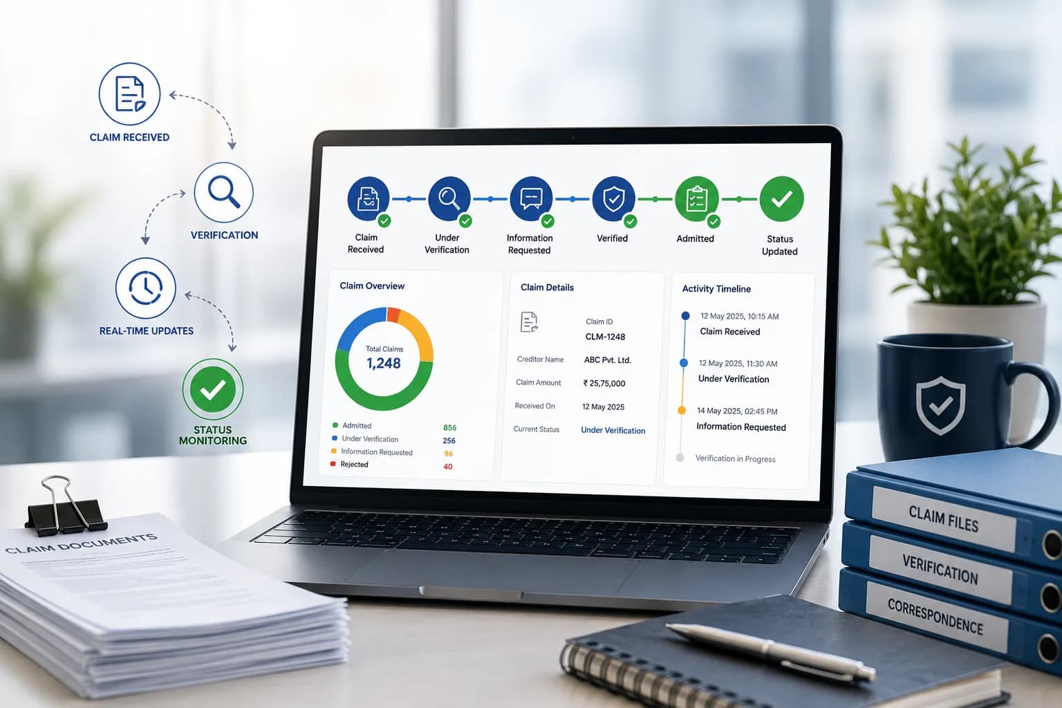 Real-time RP dashboard showing case progress charts
