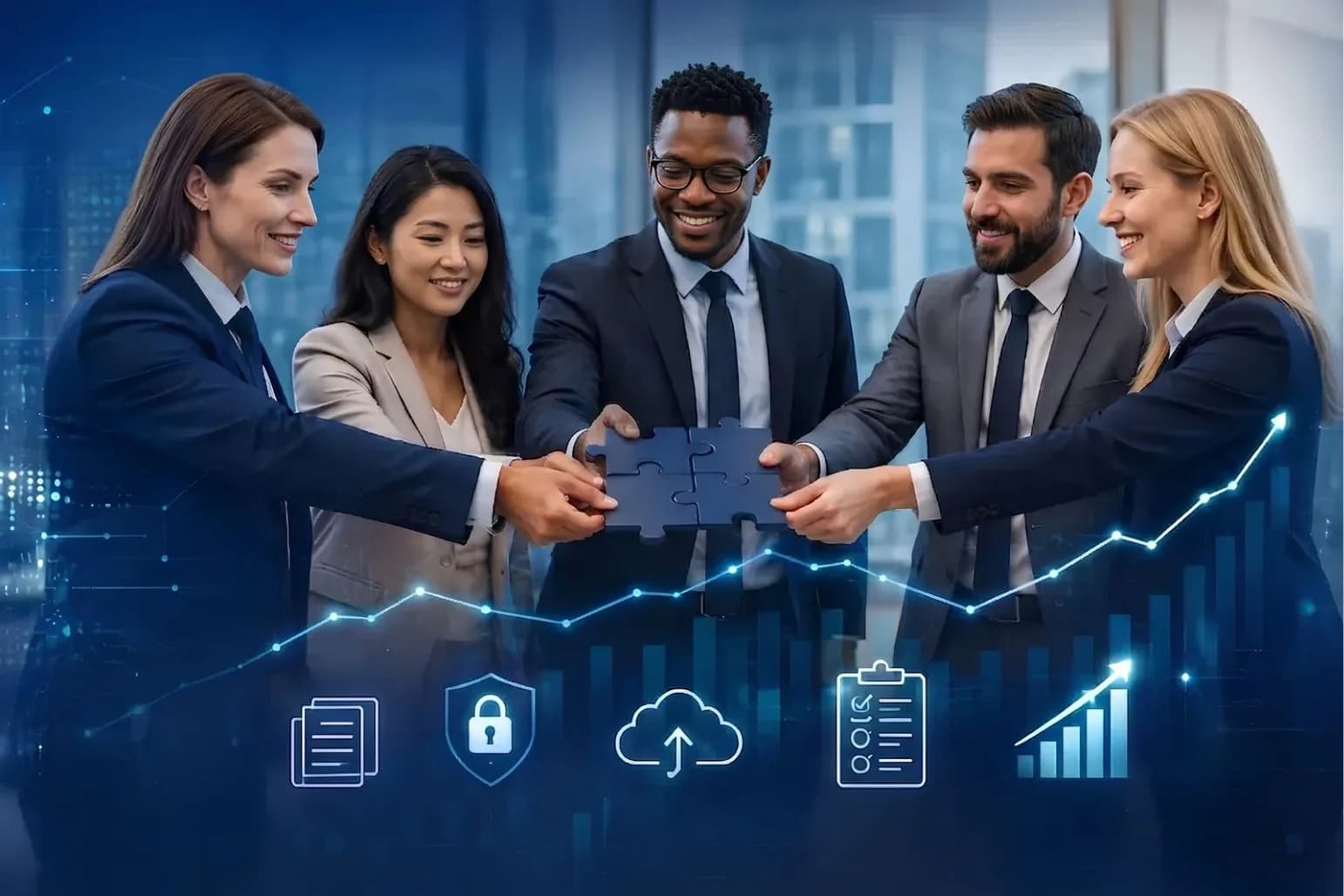 Diverse team collaborating on a secure, compliant IPO readiness process