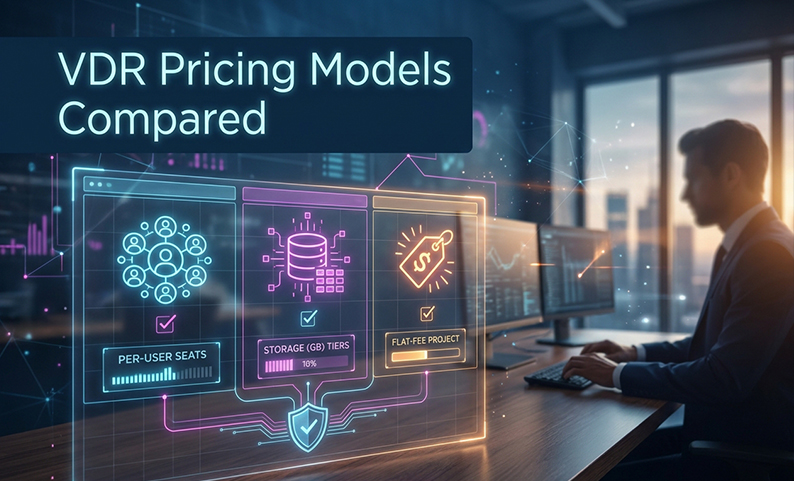 A Merchant Banker’s Guide to VDR Pricing: Comparing Per-User, Per-GB, and Flat-Fee Models for IPO & M&A Deals